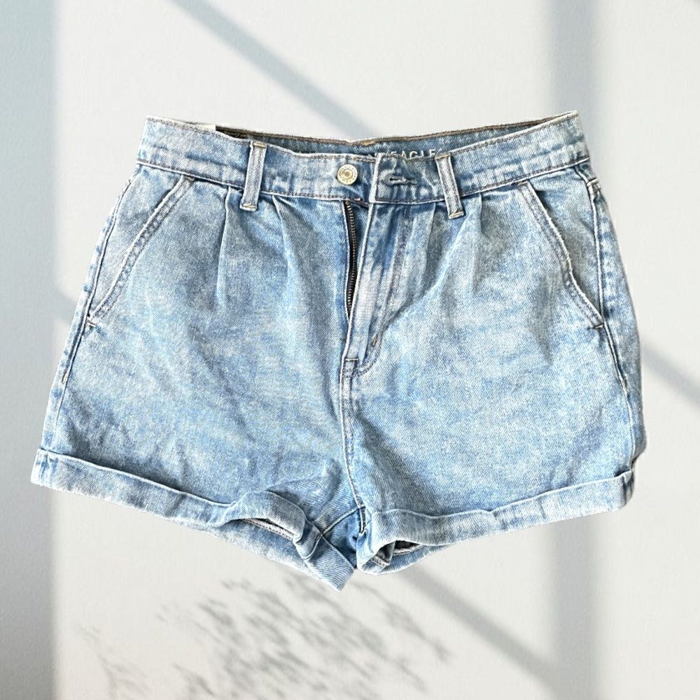 Hand Painted American Flag High Waist Denim Shorts 2 - Picture 6 of 12